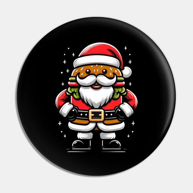 Funny Burger Xmas Style, Santa Loves Burgers Pin by logiamerch
