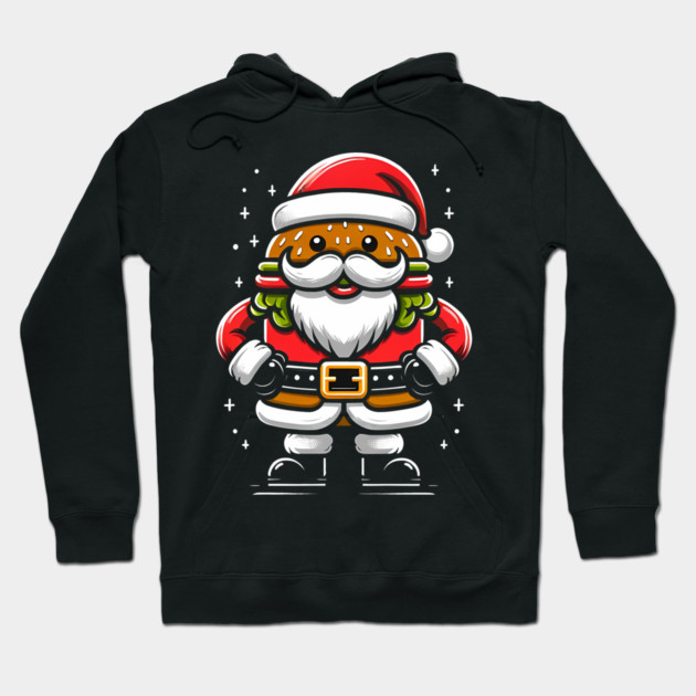 Funny Burger Xmas Style, Santa Loves Burgers Hoodie by logiamerch