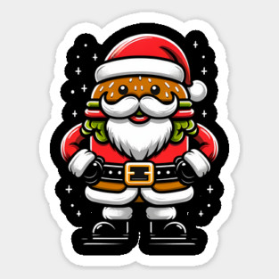 Funny Burger Xmas Style, Santa Loves Burgers Sticker