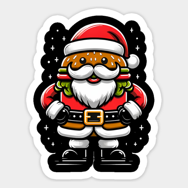 Funny Burger Xmas Style, Santa Loves Burgers Sticker by logiamerch
