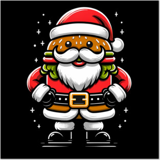 Funny Burger Xmas Style, Santa Loves Burgers Posters and Art