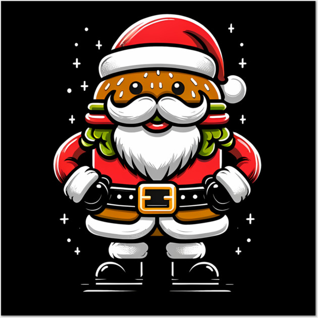 Funny Burger Xmas Style, Santa Loves Burgers Wall Art by logiamerch