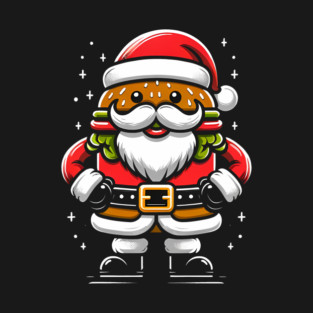 Funny Burger Xmas Style, Santa Loves Burgers T-Shirt