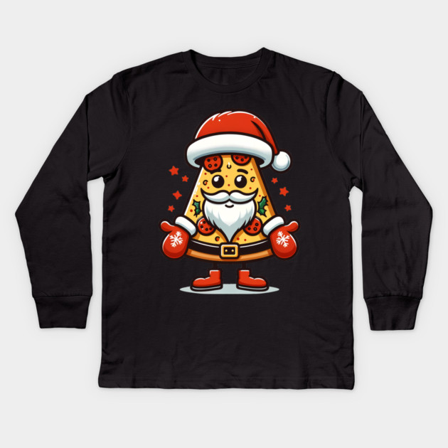 Funny Santa as Pizza Xmas, Love Pizza Kids Long Sleeve T-Shirt by logiamerch