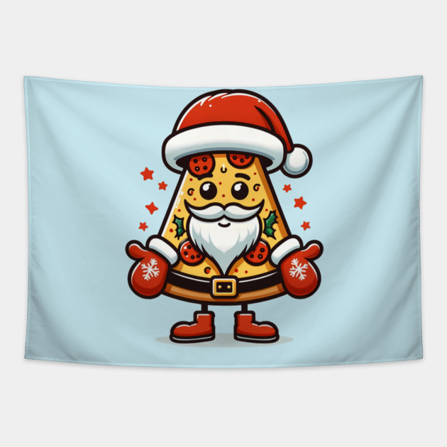 Funny Santa as Pizza Xmas, Love Pizza Tapestry by logiamerch
