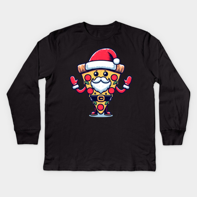 Funny Santa as Pizza Xmas, Love Pizza Kids Long Sleeve T-Shirt by logiamerch