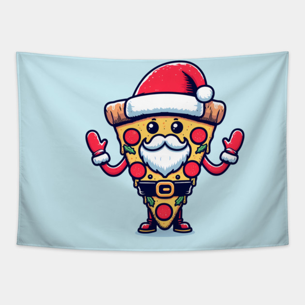 Funny Santa as Pizza Xmas, Love Pizza Tapestry by logiamerch