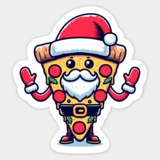 Funny Santa as Pizza Xmas, Love Pizza Sticker