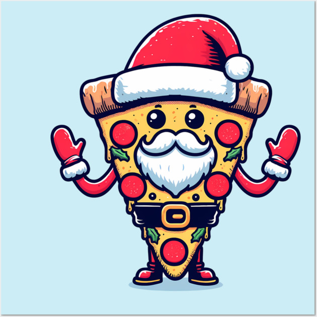 Funny Santa as Pizza Xmas, Love Pizza Wall Art by logiamerch