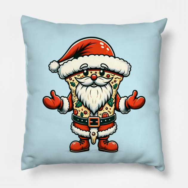 Funny Santa as Pizza Xmas, Love Pizza Pillow by logiamerch