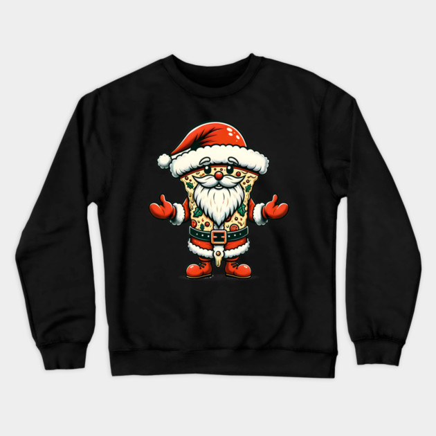 Funny Santa as Pizza Xmas, Love Pizza Crewneck Sweatshirt by logiamerch