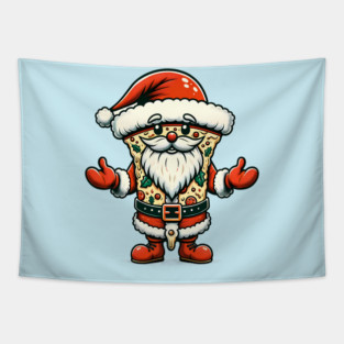 Funny Santa as Pizza Xmas, Love Pizza Tapestry