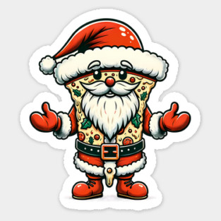 Funny Santa as Pizza Xmas, Love Pizza Sticker