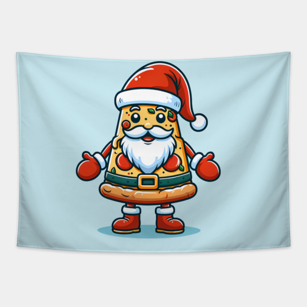 Funny Santa as Pizza Xmas, Love Pizza Tapestry by logiamerch