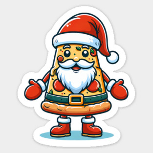 Funny Santa as Pizza Xmas, Love Pizza Sticker