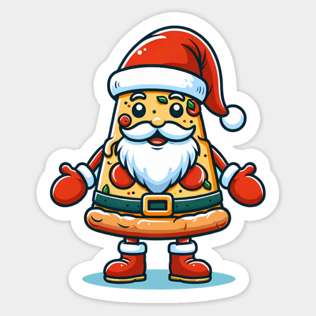 Funny Santa as Pizza Xmas, Love Pizza Sticker by logiamerch