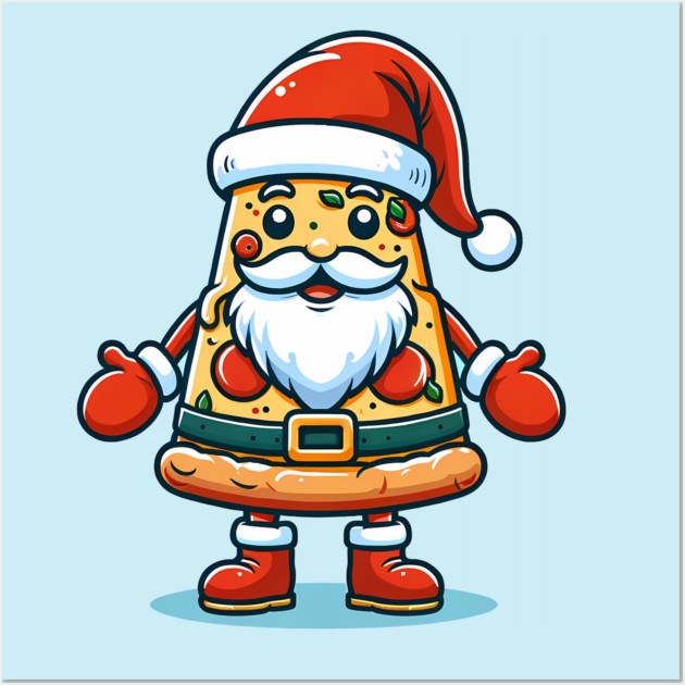 Funny Santa as Pizza Xmas, Love Pizza Wall Art by logiamerch