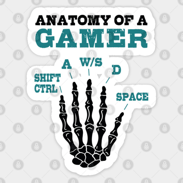 Anatomy Of A Gamer Sticker by JessArty