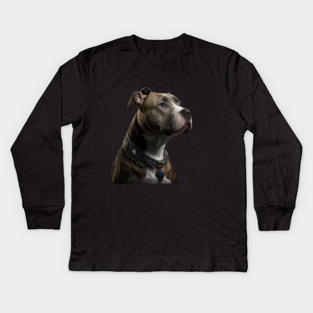 Blue Nose Pitbull Excellence: American Staffordshire Kids Long Sleeve T-Shirt by IamActiveDog