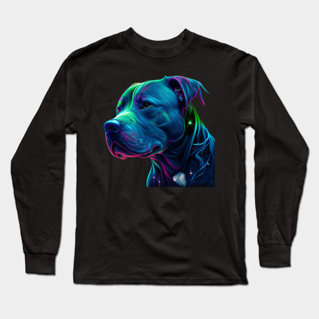 Blue Nose pitbull Neon Brilliance Pride Long Sleeve T-Shirt by IamActiveDog