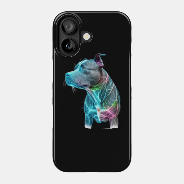 Blue Nose Pitbull Neon Elegance: Grace and Power Phone Case by IamActiveDog