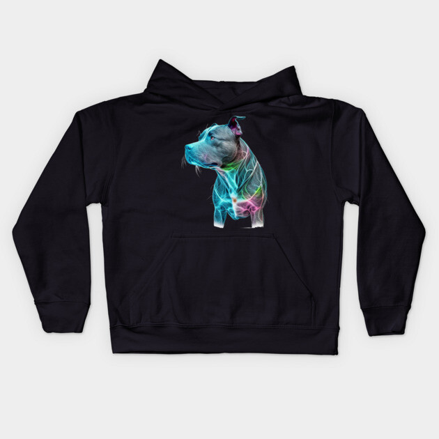 Blue Nose Pitbull Neon Elegance: Grace and Power Kids Hoodie by IamActiveDog