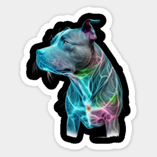 Blue Nose Pitbull Neon Elegance: Grace and Power Sticker