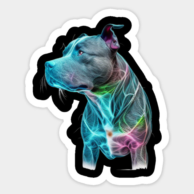 Blue Nose Pitbull Neon Elegance: Grace and Power Sticker by IamActiveDog