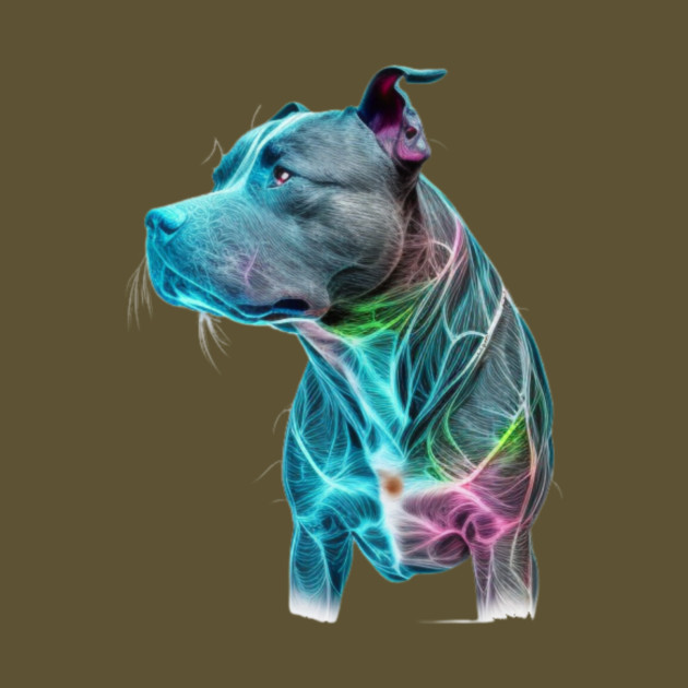 Blue Nose Pitbull Neon Elegance: Grace and Power by IamActiveDog