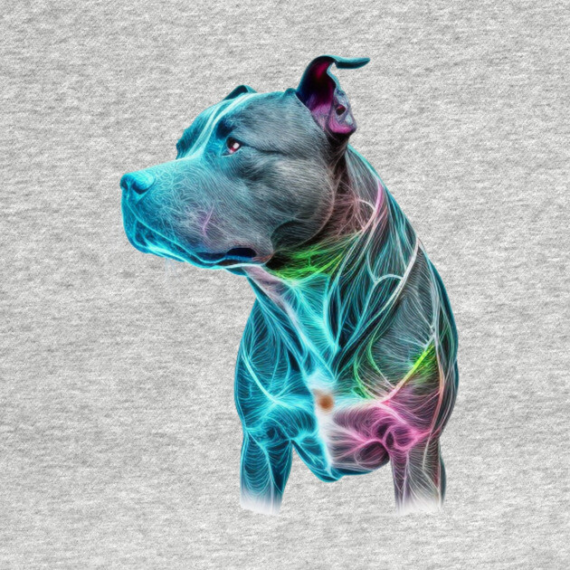 Blue Nose Pitbull Neon Elegance: Grace and Power by IamActiveDog