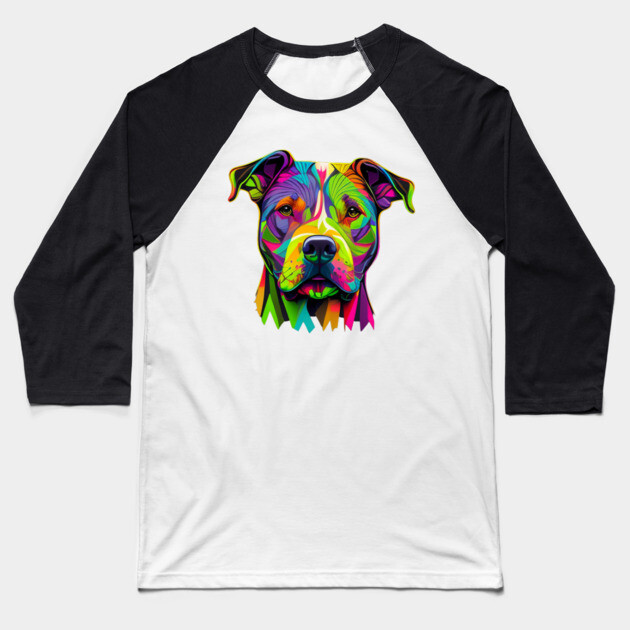 Blue Nose Majesty: American Staffordshire Baseball T-Shirt by IamActiveDog