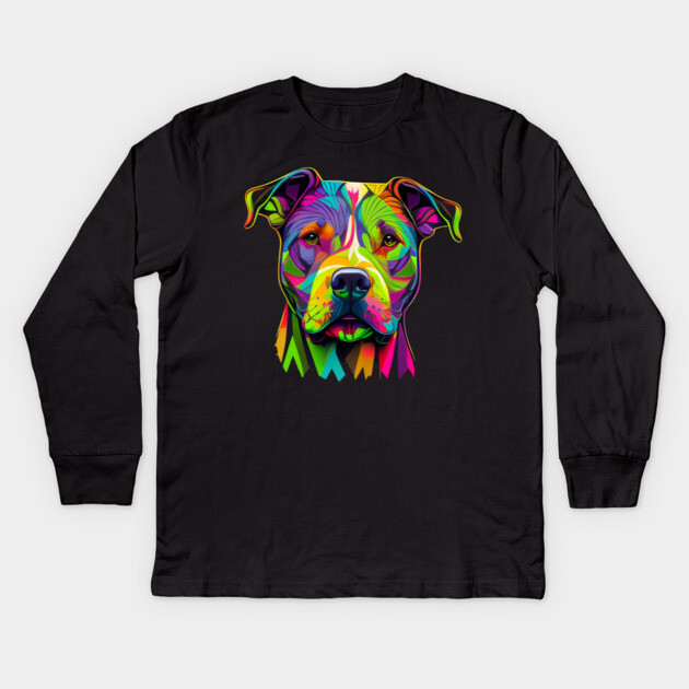 Blue Nose Majesty: American Staffordshire Kids Long Sleeve T-Shirt by IamActiveDog