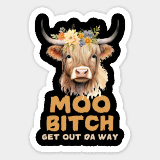 Moo Bitch Floral Cow Magnet