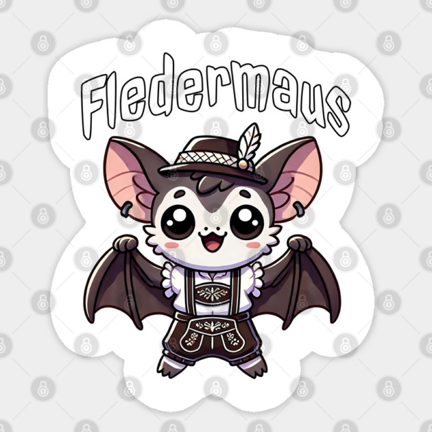 Eine Fledermaus In Lederhosen, funny cute bat design Sticker by Luxinda