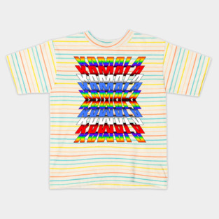 KAMALA in Red White Blue and Rainbow repeating reflecting letters Kids T-Shirt