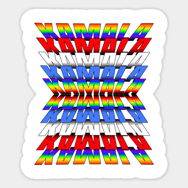 KAMALA in Red White Blue and Rainbow repeating reflecting letters Magnet by Luxinda