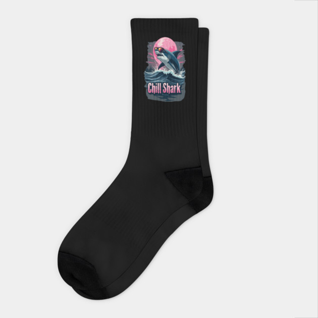 Cute Chill Shark Design Socks by BirdsnStuff