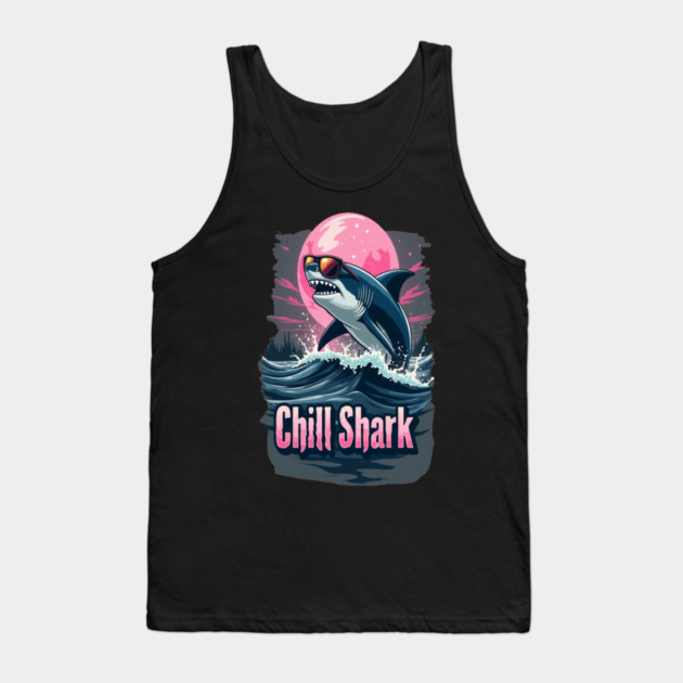 Cute Chill Shark Design Tank Top by BirdsnStuff