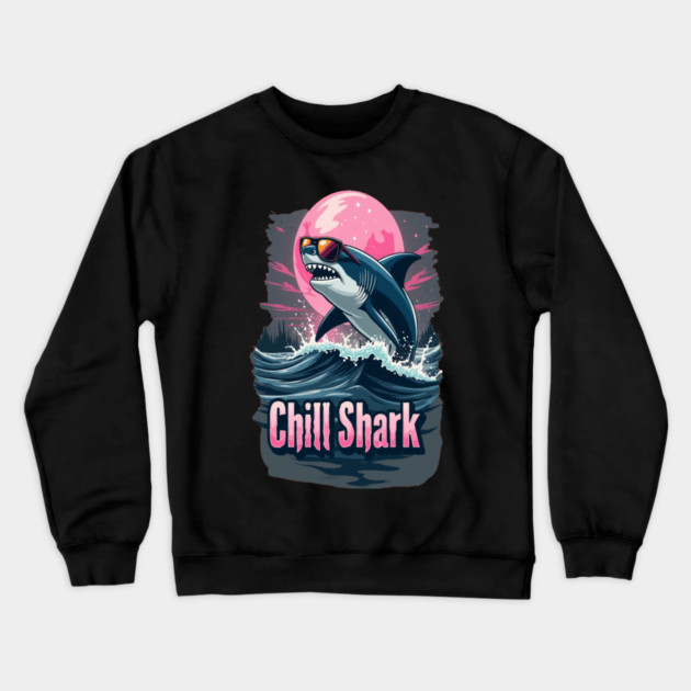 Cute Chill Shark Design Crewneck Sweatshirt by BirdsnStuff