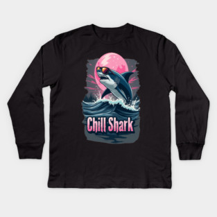 Cute Chill Shark Design Kids Long Sleeve T-Shirt