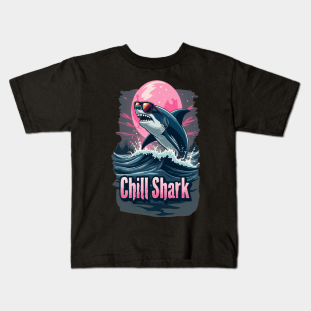 Cute Chill Shark Design Kids T-Shirt by BirdsnStuff
