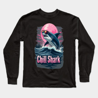 Cute Chill Shark Design Long Sleeve T-Shirt
