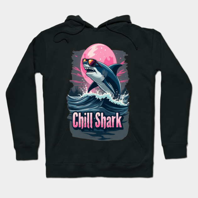 Cute Chill Shark Design Hoodie by BirdsnStuff