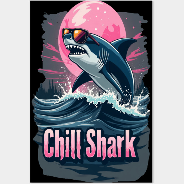 Cute Chill Shark Design Wall Art by BirdsnStuff