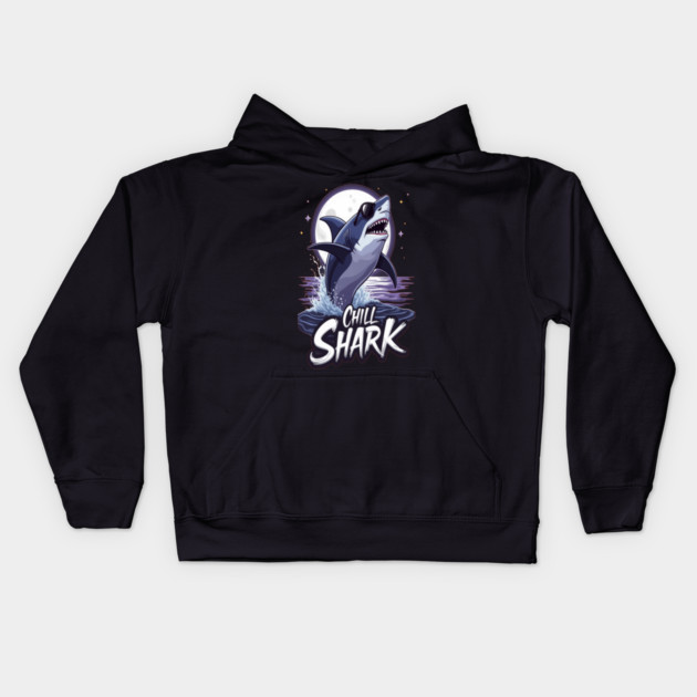 Cute Chill Shark Design Kids Hoodie by BirdsnStuff