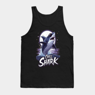 Cute Chill Shark Design Tank Top