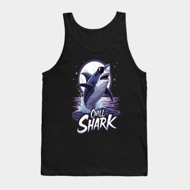 Cute Chill Shark Design Tank Top by BirdsnStuff