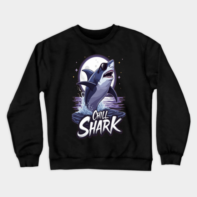 Cute Chill Shark Design Crewneck Sweatshirt by BirdsnStuff
