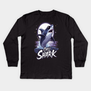 Cute Chill Shark Design Kids Long Sleeve T-Shirt