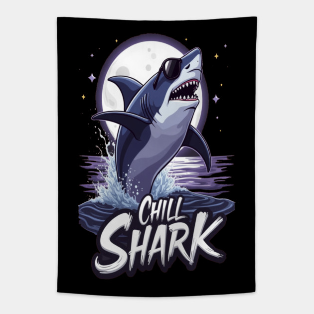 Cute Chill Shark Design Tapestry by BirdsnStuff
